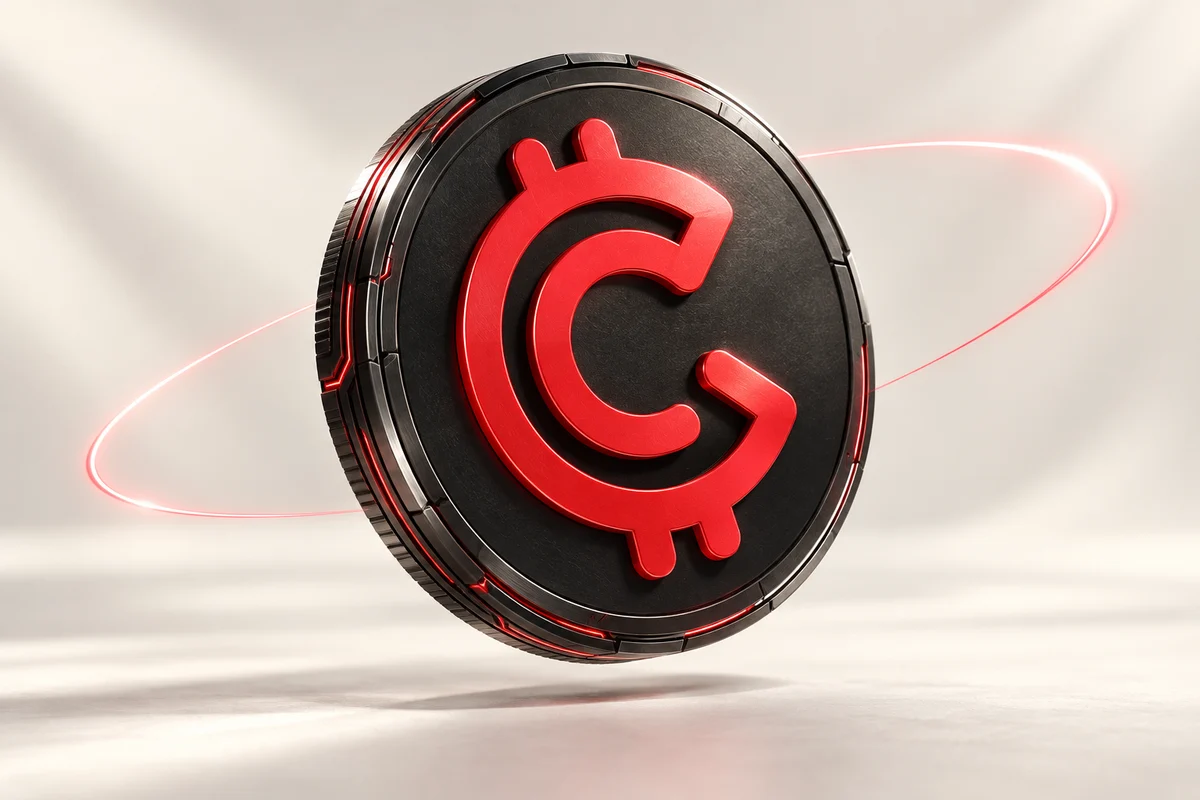 Sculptural GHX token with the red GamerCoin emblem